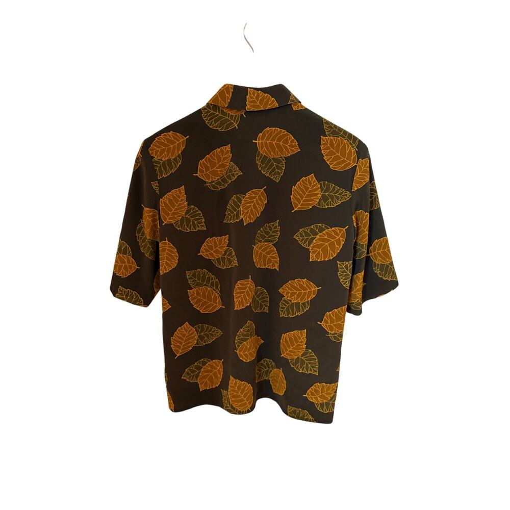 Vintage Leaf Pattern Short Sleeve Button Down - image 2